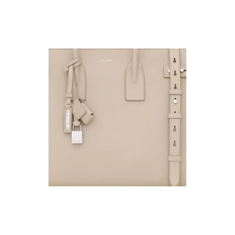 SAINT LAURENT SAC DE JOUR Calfskin Shoulder Bag, Crossbody Bag, Handbag Regular Men's Beige-5