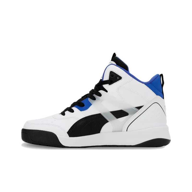 1DER x PUMA Backcourt Anti-Slip Wear-Resistant Mid-Top Skateboard Shoes Men's White Black Blue-0