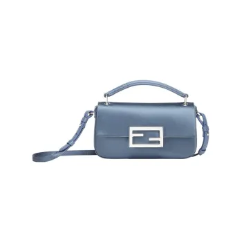 FENDI Baguette Satin Handbag Shoulder Bag Crossbody Bag Cell Phone Pouch Regular Women's Blue