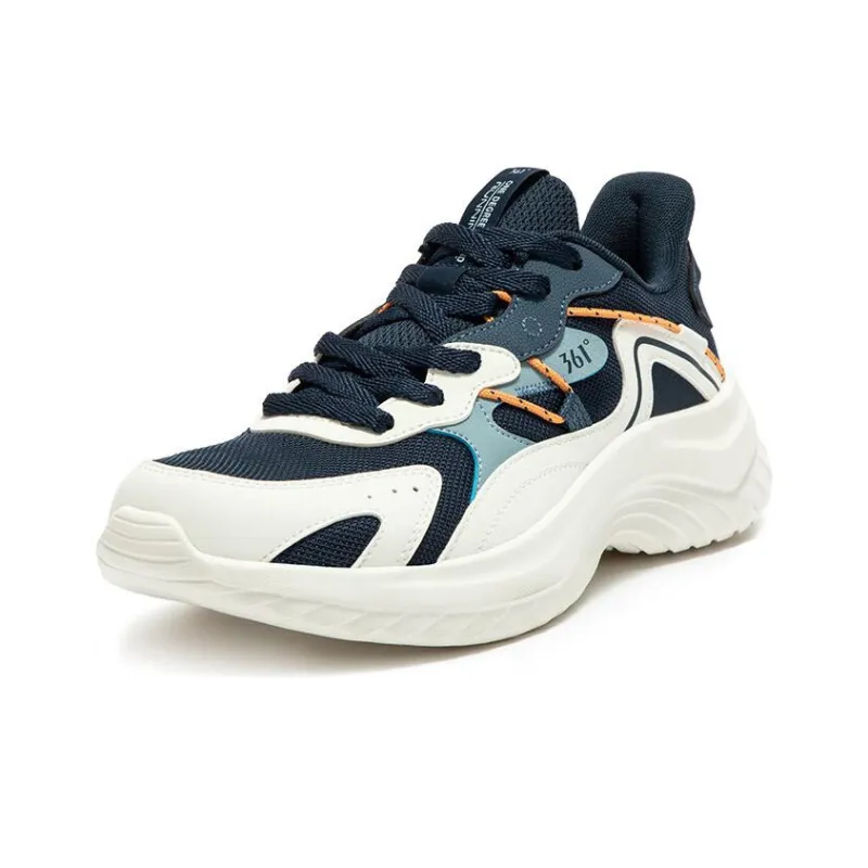 361° Cushioned Slip-Resistant Abrasion-Resistant Low-Top Running Shoes Men's Blue White-1