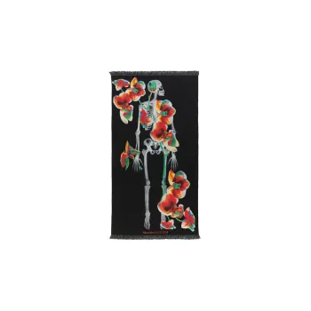 Alexander McQueen Orchid Skeleton Stole Wool blend Scarf