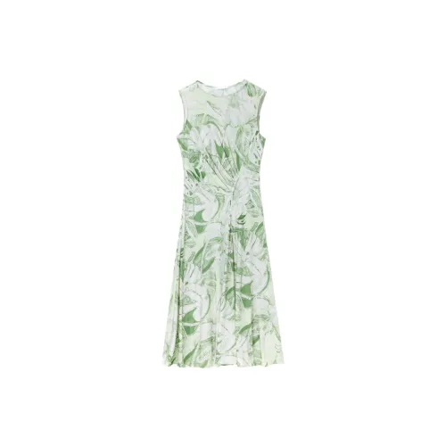 OVV Sleeveless Dresses Women's Medium Green Pattern 01