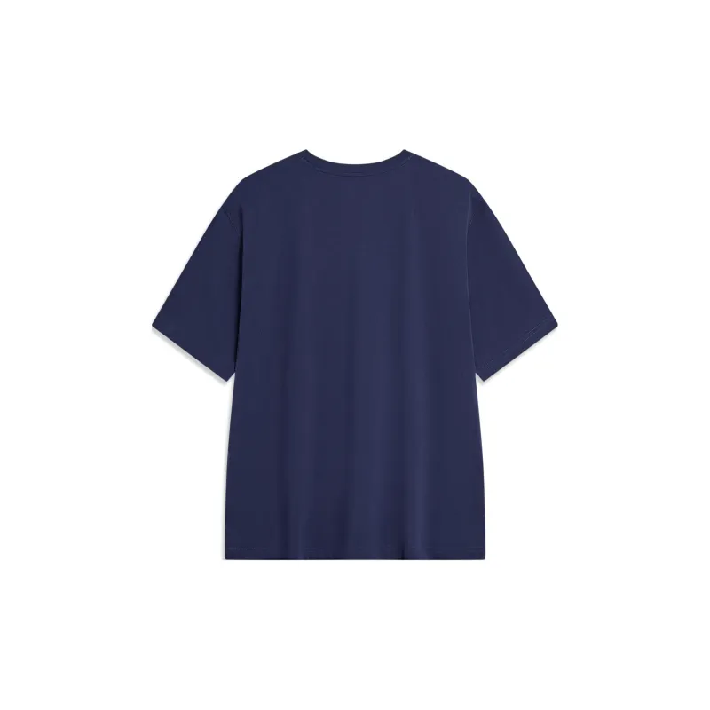 LiNing T Shirt Unisex Dark Pea Blue-1