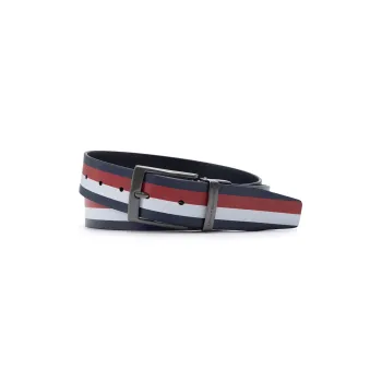 Tommy Hilfiger Cow Leather Belts Men's Navy Blue Red White & Black 3.5cm