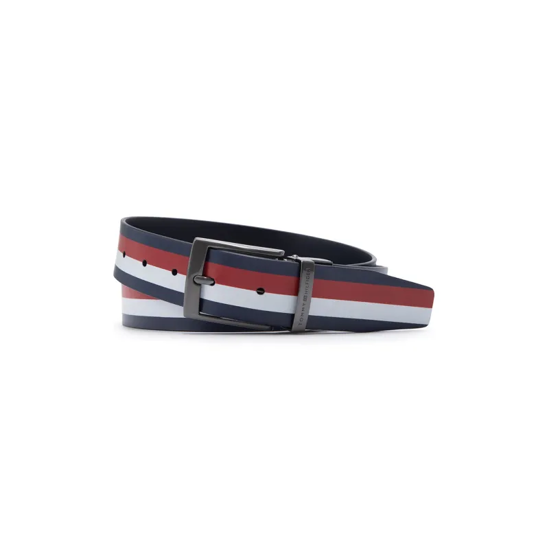Tommy Hilfiger Cow Leather Belts Men's Navy Blue Red White & Black 3.5cm-0