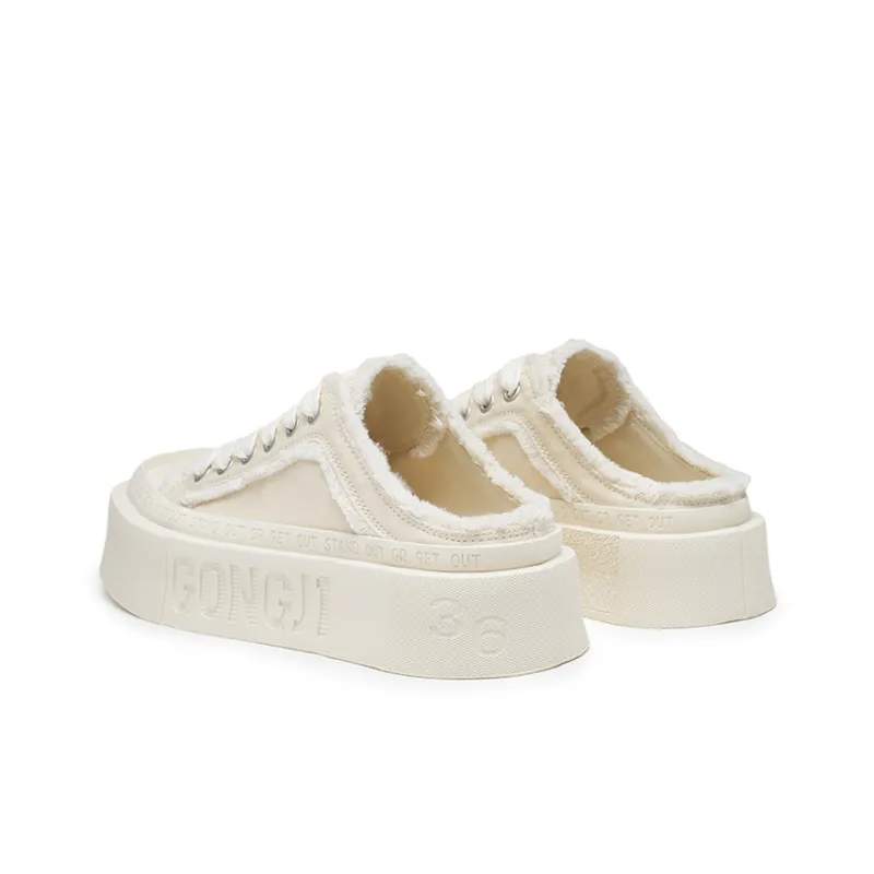 GONGJI Shared Miracle Anti Slip And Wear Resistant Breathable Low Top Casual Shoes Unisex White-4