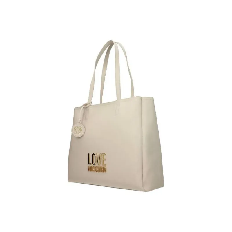 LOVE MOSCHINO Polyurethane Tote Bag Shopping Bag Shoulder Bag Handbag Women's White-1