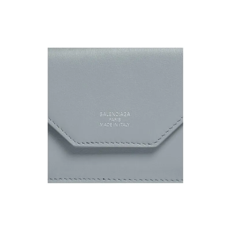 Balenciaga Smooth Calf Leather Wallet Mini Women's Blue-4