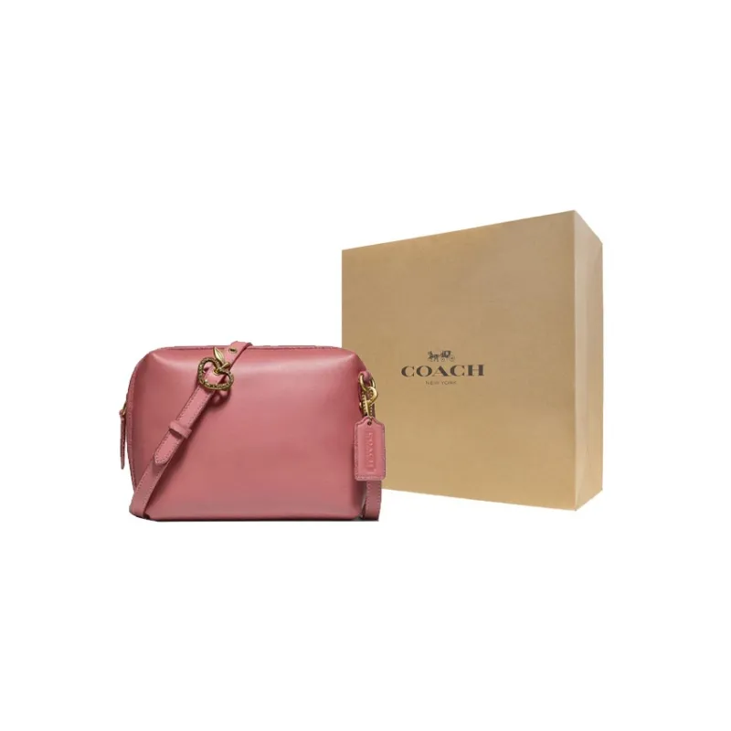 COACH Smooth Finish Leather Handbag, Shoulder Bag, Crossbody Bag Trumpets Women's Pink-4