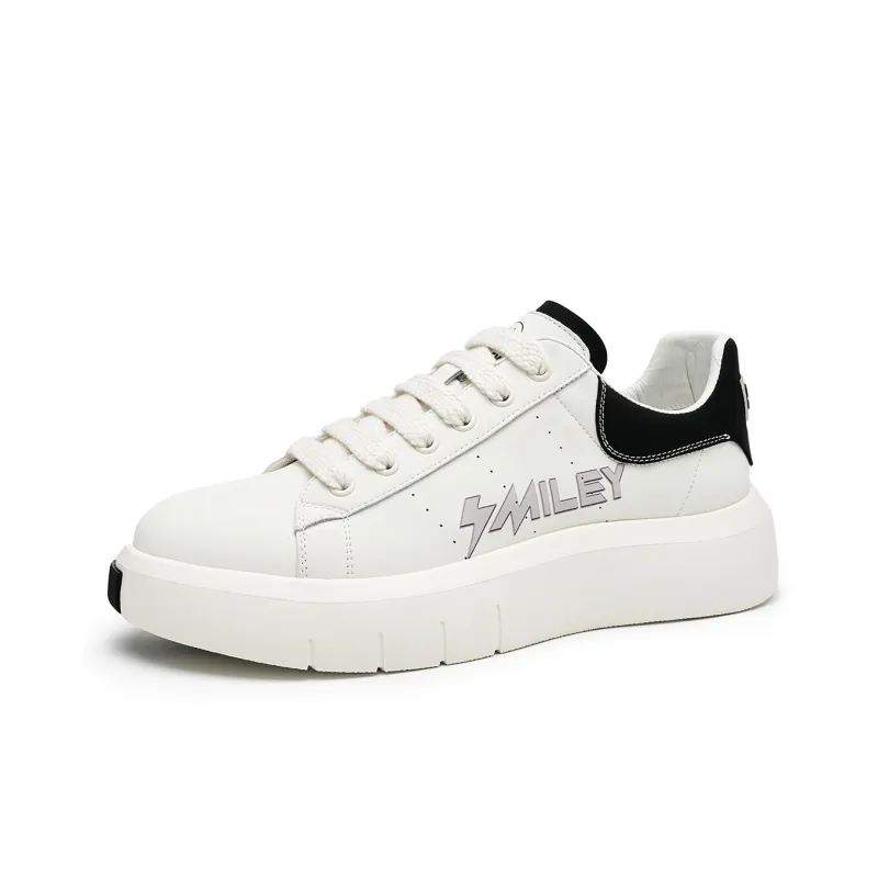 SMILEY Skateboard Shoes Men Low Top White Black-1