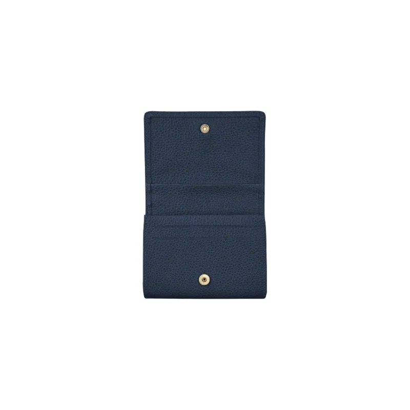 LONGCHAMP Le Foulonné Cow Leather Coin Purse Women's Navy-1