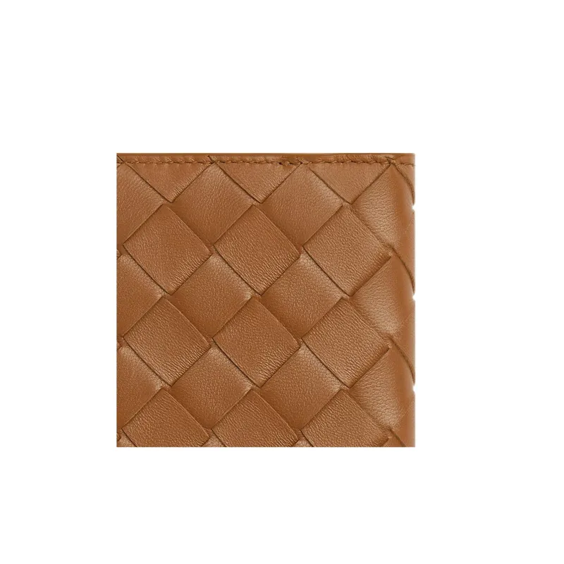 Bottega Veneta Small Bi Fold Zip Wallet Intreccio Wood-4
