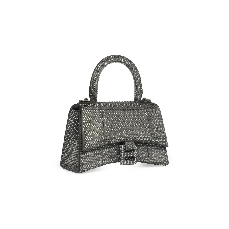 Balenciaga Hourglass Cow Leather Shoulder Bag Crossbody Bag Handbag Extra Small Women's Gray-2