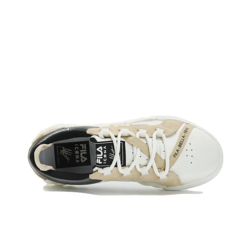 FILA CAMPO Slip Resistant Cushioning Low Top Skateboard Shoes Women's Coconut Milk White Beige Yellow-3