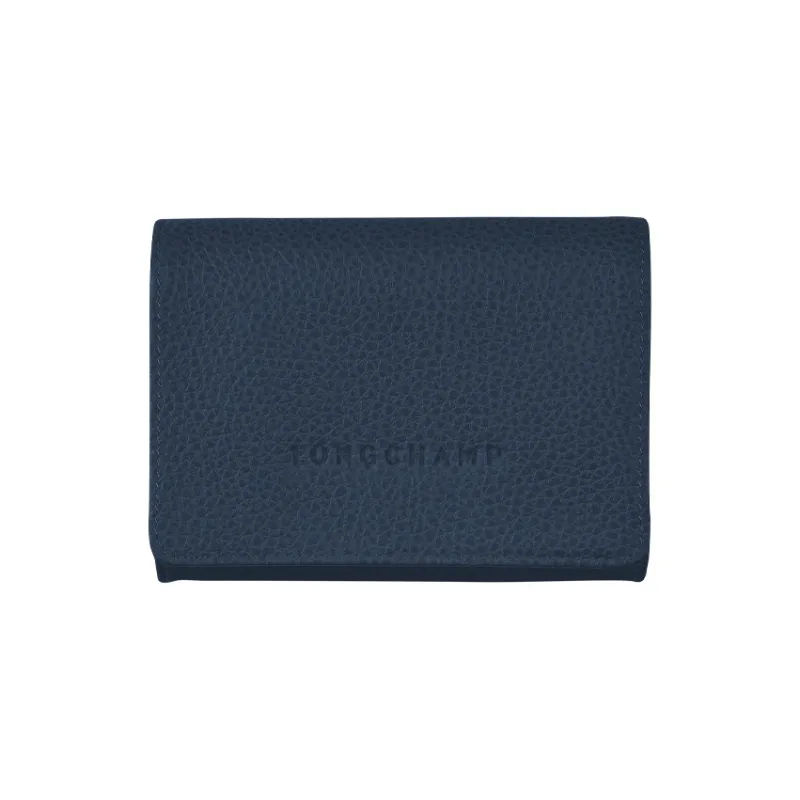 LONGCHAMP Le Foulonné Cow Leather Coin Purse Women's Navy-0