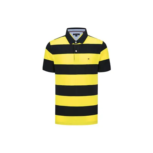 Tommy Hilfiger Polo Shirts Men Black/Yellow Stripes