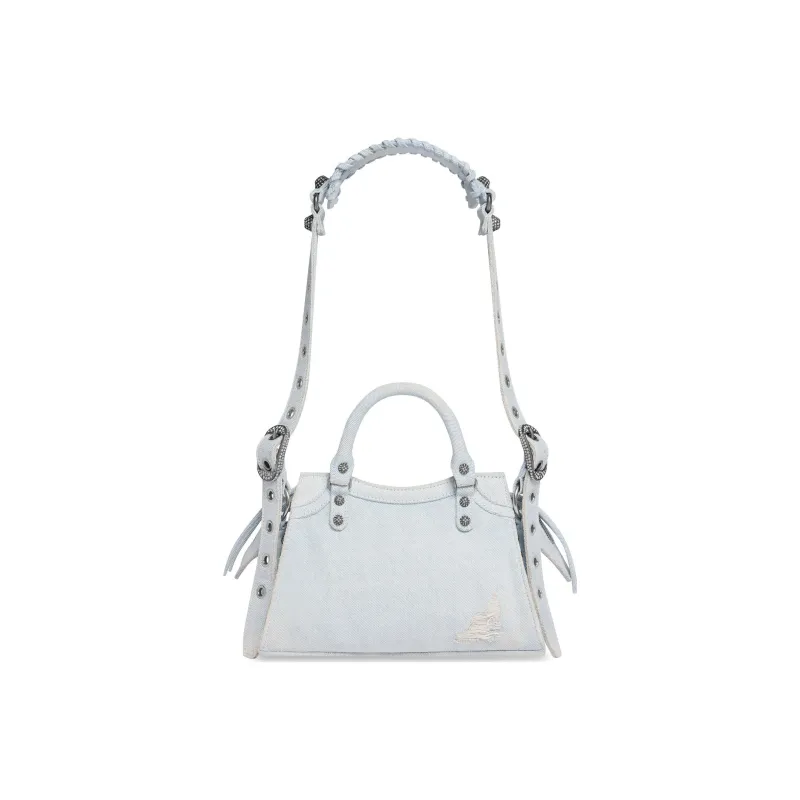Balenciaga Washable Denim Handbag Regular Women's Light Blue-3