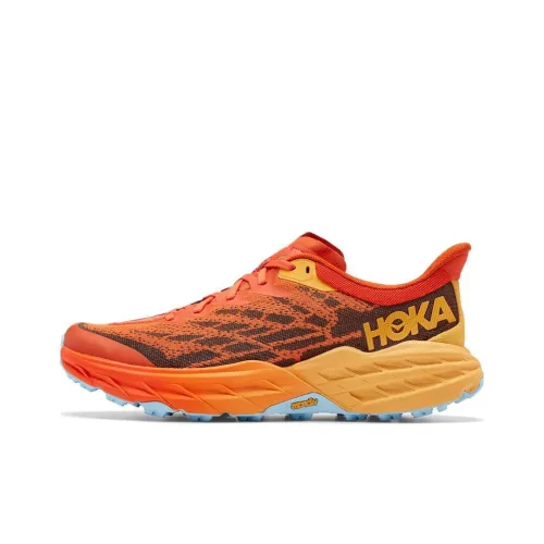 HOKA ONE ONE Speedgoat 5 Running Shoes Men Low-Top Amber Yellow