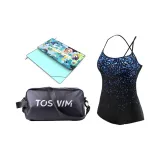 [Vacation Three-Piece Set]Swimsuit+Bath Towels+Black Bag