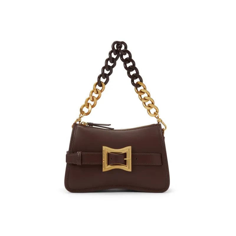 CHARLES&KEITH PU Small Square Shoulder Bag Handbag Small Size Women's Multicolor-5