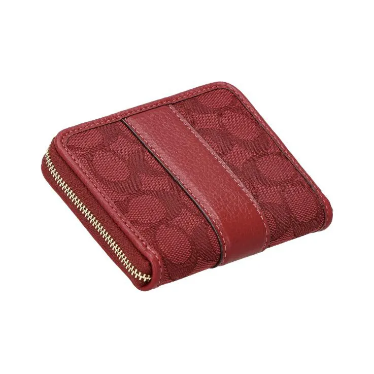 COACH Lonnie Fabric With Leather Card Holder Clutch Wallet Regular Women's Red-1
