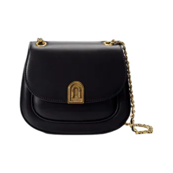 DEERE JACK Cow Leather One Shoulder Handbag, Crossbody Bag Medium Size Women's Black White Yellow