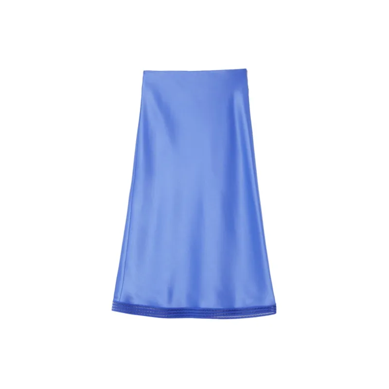 OVV Casual Long Skirts Women's Royal Blue Solid Color 17-1