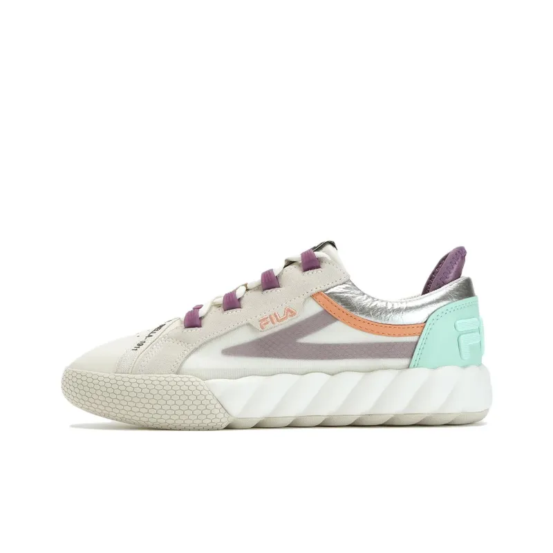 FILA CAMPO Anti Slip Wear Resistant Low Top Skateboard Shoes Women's Ecru-0