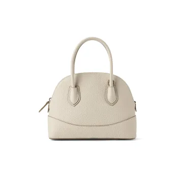 EMNI Classic Cow Leather Work Dome Bag Handbag Regular Women's Milkshake White Large