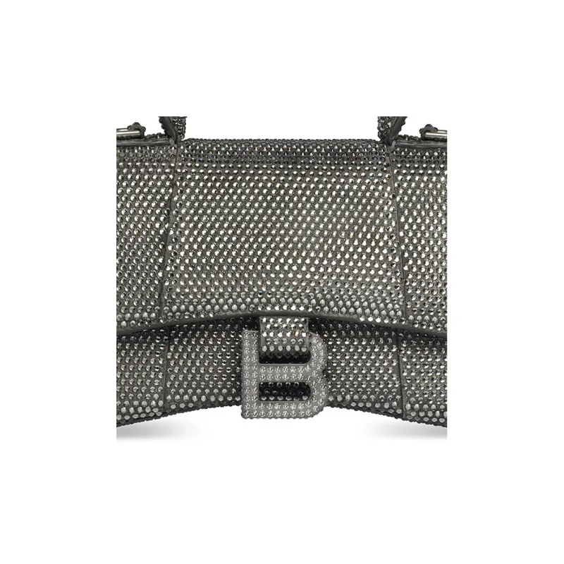 Balenciaga Hourglass Cow Leather Shoulder Bag Crossbody Bag Handbag Extra Small Women's Gray-6