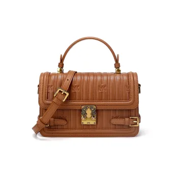 LMK Top Grain Cow Leather One Shoulder Crossbody Small Square Bag Handbag Small Size Women's Mocha