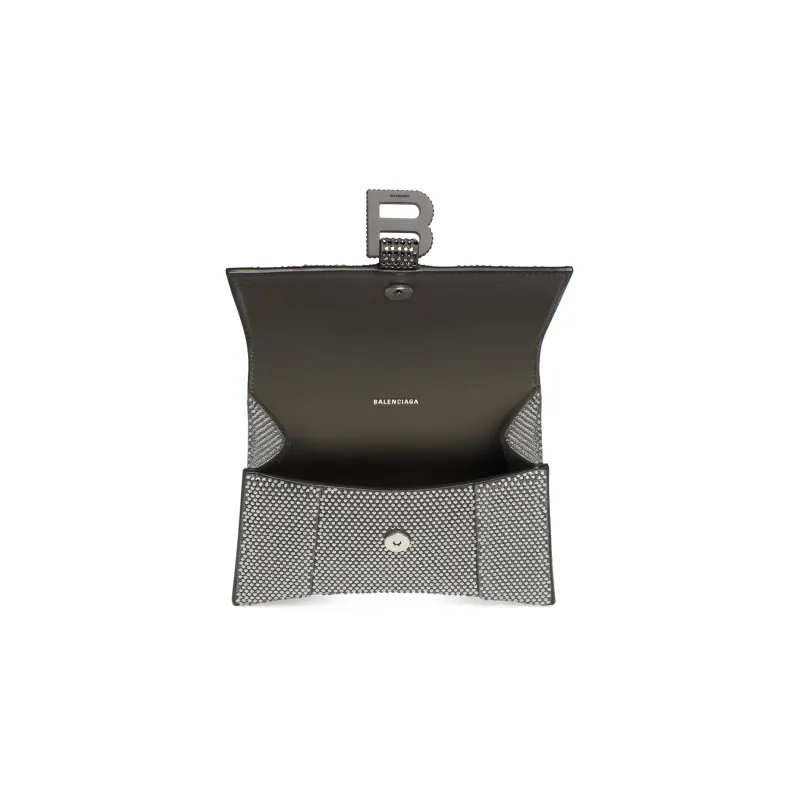 Balenciaga Hourglass Cow Leather Shoulder Bag Crossbody Bag Handbag Extra Small Women's Gray-5