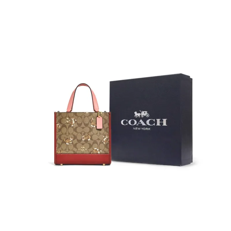COACH Dempsey Cow Leather Tote Bag, Shopping Bag, Crossbody Bag, Handbag Trumpets Women's Khaki Monogram-6