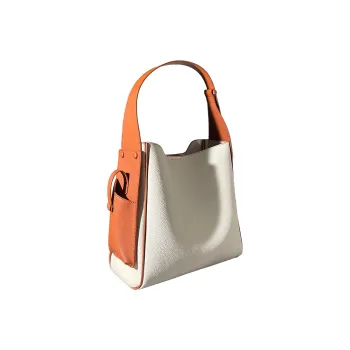 AJ AOIRJ Cow Leather One Shoulder Handbag Medium Size Women's White Brown/Gray/Cookie