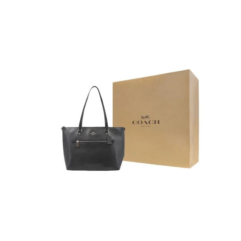 COACH Gallery Leather Tote Bag, Shopping Bag, Handbag, Shoulder Bag Women's Black-5
