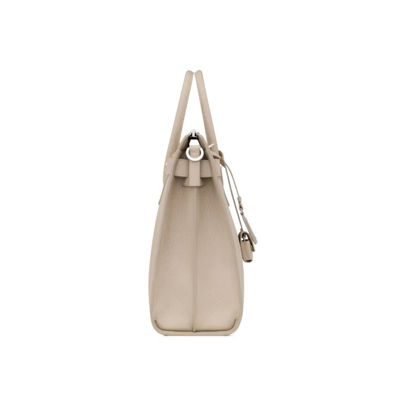 SAINT LAURENT SAC DE JOUR Calfskin Shoulder Bag, Crossbody Bag, Handbag Regular Men's Beige-2