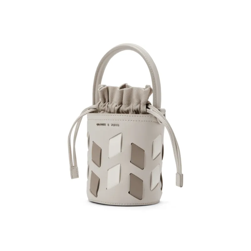 CHARLES&KEITH PU Charles & Keith Bag, Bucket Bag, Crossbody Bag, Handbag Small Size Women's Taupe/Dark Brown Dark Brown-0