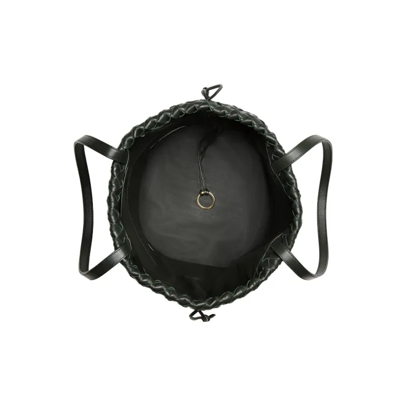 Bottega Veneta Lambskin Bucket Bag Handbag Medium Size Women's Dark Green-2