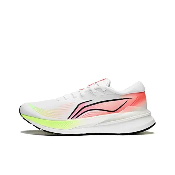 LiNing Light Cushioning, Slip Resistant, And Breathable Low Top Running Shoes Men's White Red
