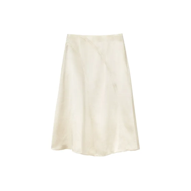 OVV Casual Long Skirts Women's Light Yellow Solid Color 56-1