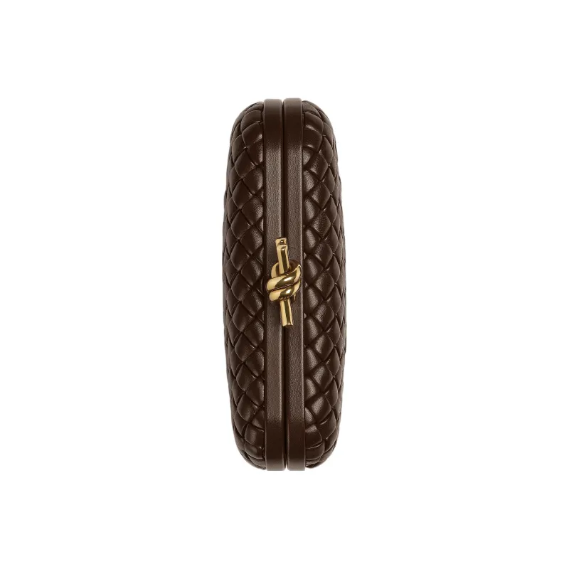 Bottega Veneta KNOT Lambskin Gold Mouth Bag Evening Party Clutch Women's Light Umber-3
