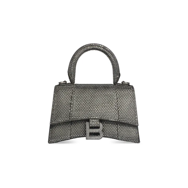 Balenciaga Hourglass Cow Leather Shoulder Bag Crossbody Bag Handbag Extra Small Women's Gray-0