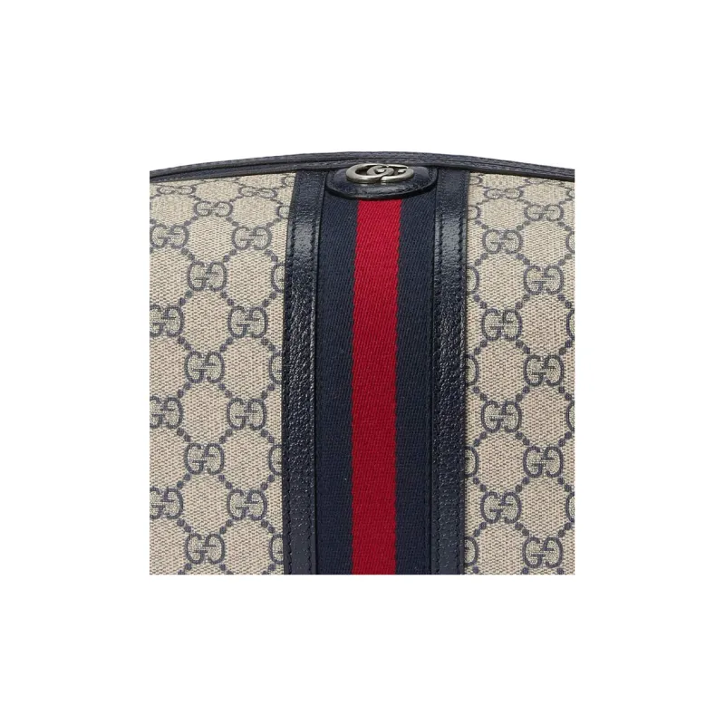 GUCCI Canvas With Leather Binding Toiletry Bag Women's Beige/Blue-7