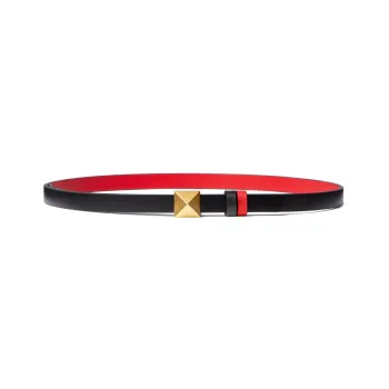 Valentino One Stud Leather Belts Women's Black/Red
