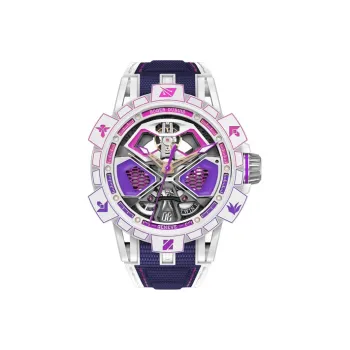Roger Dubuis Mechanical Movement Men's Watches Watch 45mm Purple Watch Dial Ceramic Watch Case Rubber Strap