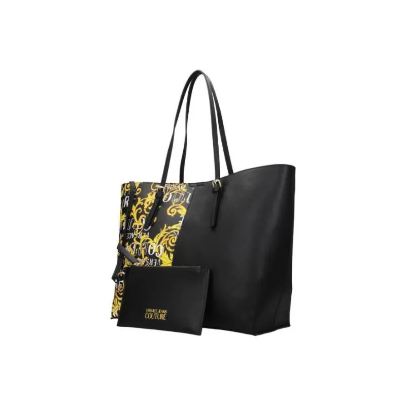 VERSACE JEANS COUTURE Polyester Tote Bag, Shopping Bag, Shoulder Bag, Handbag Regular Women's Black-3