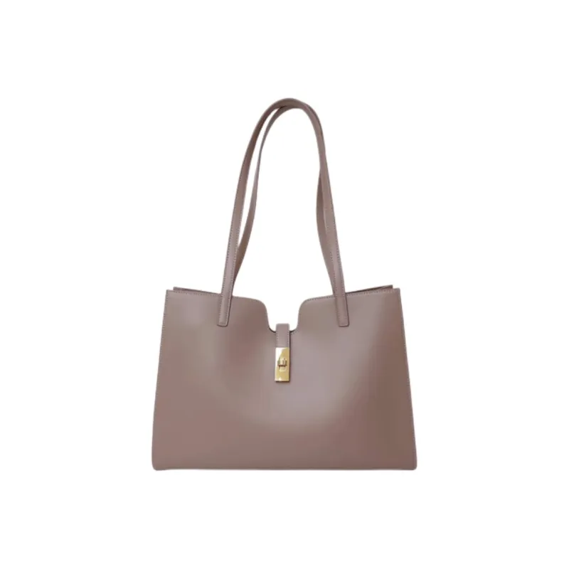 DEERE JACK Cow Leather Tote Bag, Shopping Bag, Shoulder Bag Tubas Women's Black/Apricot/White/Pink Purple-1