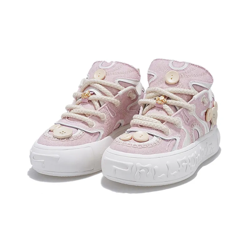 Palladium Durable Breathable Low Top Platform Skateboard Shoes Unisex Cherry Pink/White-1