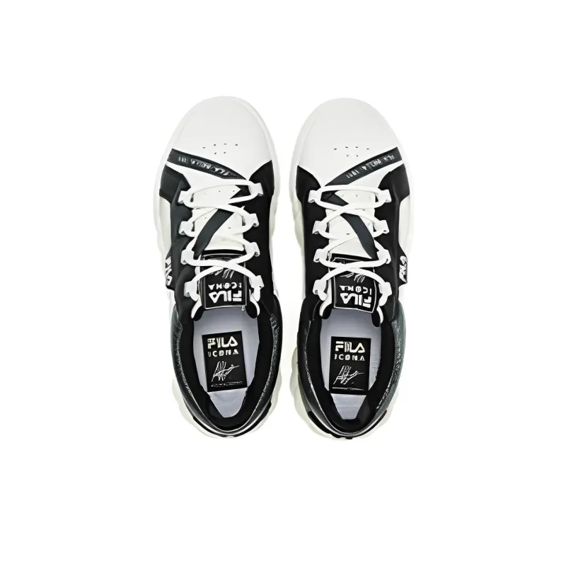 FILA CAMPO Slip-Resistant Cushioning Low-Top Skateboard Shoes Men's Coconut Milk White Black-3