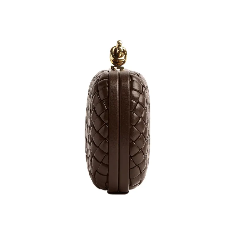 Bottega Veneta KNOT Lambskin Gold Mouth Bag Evening Party Clutch Women's Light Umber-1
